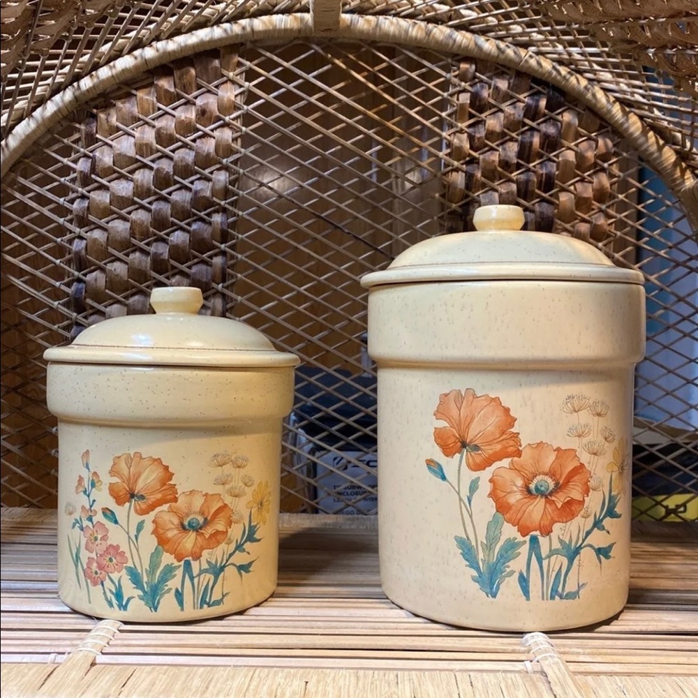 Vintage Poppy canister set of 2